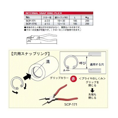 画像1: ＫＴＣ 直型スナップリングプライヤ（穴用）