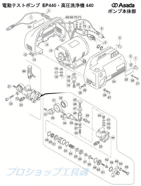 画像1: アサダ電動テストポンプEP440・高圧洗浄機440用部品 (1)