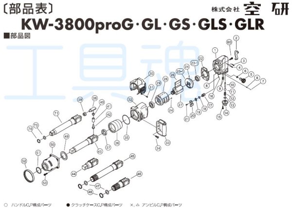 画像1: 空研中型インパクトレンチKW-3800proGL用供給部品 (1)
