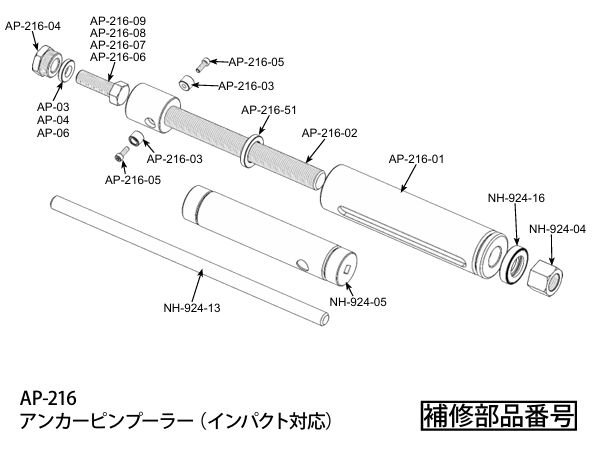 画像1: ハスコー AP-216 アンカーピンプーラー（インパクト対応） 用補修部品 (1)