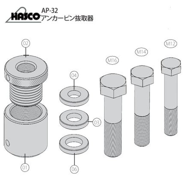 画像1: ハスコーAP-32アンカーピン抜取器用補修部品 (1)