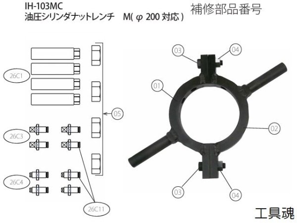 画像1: HASCO IH-103MC 油圧シリンダナットレンチM用補修部品 (1)