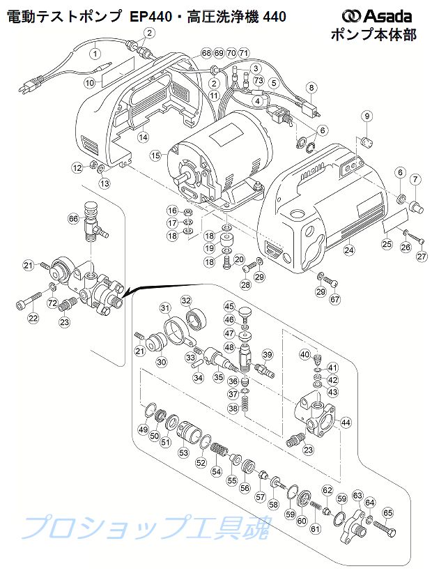 Asada アサダ 電動テストポンプ EP440・高圧洗浄機440用供給部品