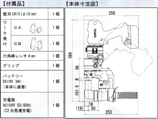 亀倉精機コードレスポートパンチャー RF-C5Bプロショップ工具魂